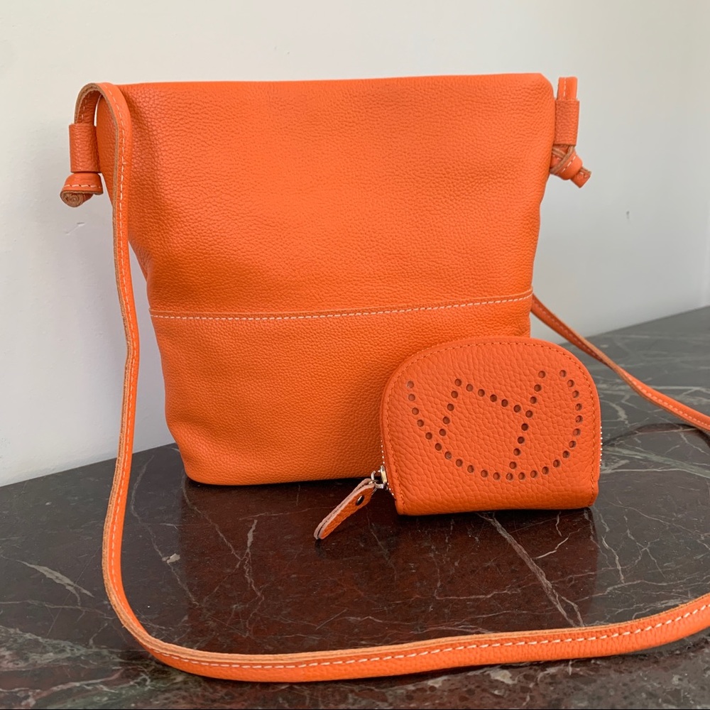 2PCS Leather Bucket Corssbody Bag & card wallet